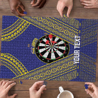 Personalised Niue Darts Puzzle Dart Board Hiapo Pattern - Polynesian Pride