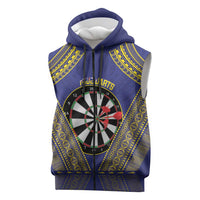 Personalised Niue Darts Sleeveless Zip Hoodie Dart Board Hiapo Pattern LT14 Blue - Polynesian Pride