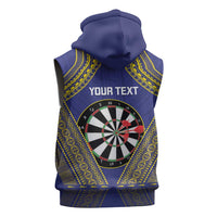 Personalised Niue Darts Sleeveless Zip Hoodie Dart Board Hiapo Pattern LT14 - Polynesian Pride