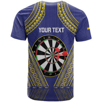 Personalised Niue Darts T Shirt Dart Board Hiapo Pattern - Polynesian Pride