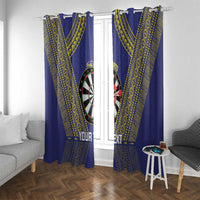 Personalised Niue Darts Window Curtain Dart Board Hiapo Pattern LT14 With Grommets Blue - Polynesian Pride