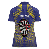 Personalised Niue Darts Women Polo Shirt Dart Board Hiapo Pattern - Polynesian Pride