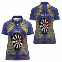 Personalised Niue Darts Women Polo Shirt Dart Board Hiapo Pattern - Polynesian Pride