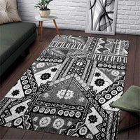 Black Bula Fiji Area Rug Unique Masi Tapa Pattern LT14 Black - Polynesian Pride