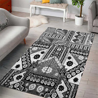 Black Bula Fiji Area Rug Unique Masi Tapa Pattern LT14 - Polynesian Pride