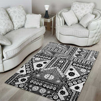 Black Bula Fiji Area Rug Unique Masi Tapa Pattern LT14 - Polynesian Pride