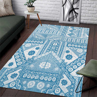 Blue Bula Fiji Area Rug Unique Masi Tapa Pattern LT14 Blue - Polynesian Pride