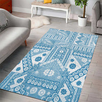 Blue Bula Fiji Area Rug Unique Masi Tapa Pattern LT14 - Polynesian Pride