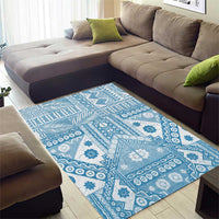 Blue Bula Fiji Area Rug Unique Masi Tapa Pattern LT14 - Polynesian Pride