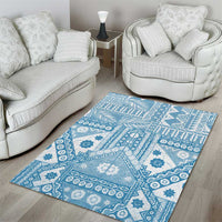 Blue Bula Fiji Area Rug Unique Masi Tapa Pattern LT14 - Polynesian Pride