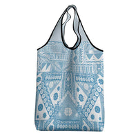 Blue Bula Fiji Grocery Bag Unique Masi Tapa Pattern