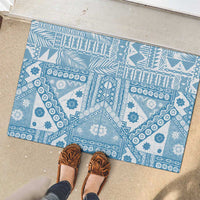 Blue Bula Fiji Rubber Doormat Unique Masi Tapa Pattern