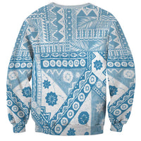 Blue Bula Fiji Sweatshirt Unique Masi Tapa Pattern