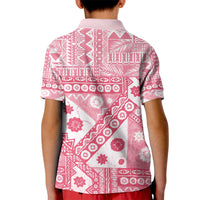 Pink Bula Fiji Kid Polo Shirt Unique Masi Tapa Pattern