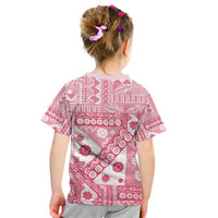 Pink Bula Fiji Kid T Shirt Unique Masi Tapa Pattern