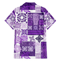 Hawaiian Quilt Family Matching Short Sleeve Bodycon Dress and Hawaiian Shirt Tiki Tropical Retro Purple Version LT14 - Polynesian Pride