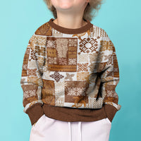 Hawaiian Quilt Kid Ugly Christmas Sweater Tiki Tropical Retro Brown Version LT14 - Polynesian Pride