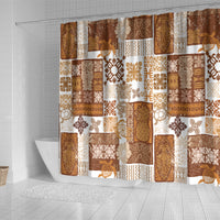 Hawaiian Quilt Shower Curtain Tiki Tropical Retro Brown Version LT14 - Polynesian Pride