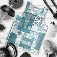 Hawaiian Quilt Men Tank Top Tiki Tropical Retro Dark Cyan Version LT14 - Polynesian Pride