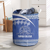 Tonga Tupou College Toloa Laundry Basket 160 Years Anniversary Tongan Ngatu Pattern LT14 Blue - Polynesian Pride