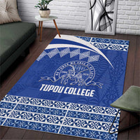 Tonga Tupou College Toloa Area Rug 160 Years Anniversary Tongan Ngatu Pattern LT14 Blue - Polynesian Pride