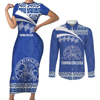 Personalised Tonga Tupou College Toloa Couples Matching Short Sleeve Bodycon Dress and Long Sleeve Button Shirt 160 Years Anniversary Tongan Ngatu Pattern