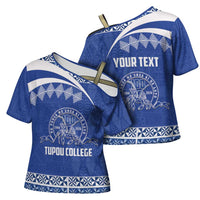 Personalised Tonga Tupou College Toloa Cross Shoulder Shirt 160 Years Anniversary Tongan Ngatu Pattern LT14 - Polynesian Pride