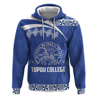 Personalised Tonga Tupou College Toloa Hoodie 160 Years Anniversary Tongan Ngatu Pattern LT14 Pullover Hoodie Blue - Polynesian Pride
