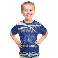 Personalised Tonga Tupou College Toloa Kid T Shirt 160 Years Anniversary Tongan Ngatu Pattern LT14 Blue - Polynesian Pride