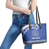 Tonga Tupou College Toloa Leather Tote Bag 160 Years Anniversary Tongan Ngatu Pattern LT14 - Polynesian Pride