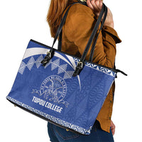 Tonga Tupou College Toloa Leather Tote Bag 160 Years Anniversary Tongan Ngatu Pattern LT14 - Polynesian Pride