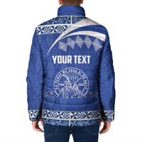 Personalised Tonga Tupou College Toloa Padded Jacket 160 Years Anniversary Tongan Ngatu Pattern LT14 - Polynesian Pride