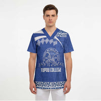 Personalised Tonga Tupou College Toloa Scrub Top 160 Years Anniversary Tongan Ngatu Pattern LT14 - Polynesian Pride