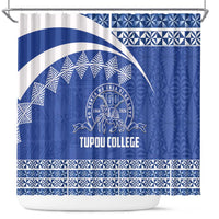 Tonga Tupou College Toloa Shower Curtain 160 Years Anniversary Tongan Ngatu Pattern LT14 Blue - Polynesian Pride