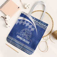 Tonga Tupou College Toloa Tote Bag 160 Years Anniversary Tongan Ngatu Pattern LT14 White Strap One Size Blue - Polynesian Pride