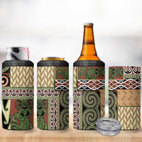 Beige Aotearoa Kowhaiwhai Pattern 4 in 1 Can Cooler Tumbler NZ Maori Quilt Style