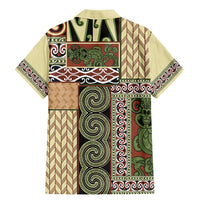 Beige Aotearoa Kowhaiwhai Pattern Family Matching Mermaid Dress and Hawaiian Shirt NZ Maori Quilt Style