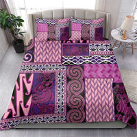 Pink Aotearoa Kowhaiwhai Pattern Bedding Set NZ Maori Quilt Style