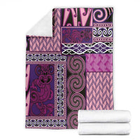 Pink Aotearoa Kowhaiwhai Pattern Blanket NZ Maori Quilt Style