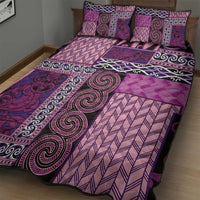 Pink Aotearoa Kowhaiwhai Pattern Quilt Bed Set NZ Maori Quilt Style LT14 - Polynesian Pride