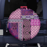 Pink Aotearoa Kowhaiwhai Pattern Spare Tire Cover NZ Maori Quilt Style