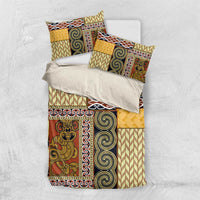 Yellow Aotearoa Kowhaiwhai Pattern Bedding Set NZ Maori Quilt Style