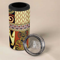 Yellow Aotearoa Kowhaiwhai Pattern 4 in 1 Can Cooler Tumbler NZ Maori Quilt Style