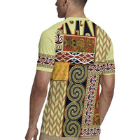Yellow Aotearoa Kowhaiwhai Pattern Rugby Jersey NZ Maori Quilt Style