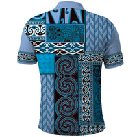 Blue Aotearoa Kowhaiwhai Pattern Polo Shirt NZ Maori Quilt Style