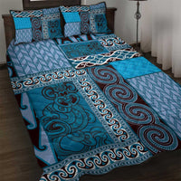 Blue Aotearoa Kowhaiwhai Pattern Quilt Bed Set NZ Maori Quilt Style LT14 Blue - Polynesian Pride