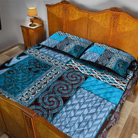 Blue Aotearoa Kowhaiwhai Pattern Quilt Bed Set NZ Maori Quilt Style LT14 - Polynesian Pride