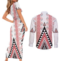 Aotearoa Taniko Couples Matching Short Sleeve Bodycon Dress and Long Sleeve Button Shirt Niho Taniwha Purapura Whetu Mix Poutama