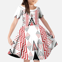 Aotearoa Taniko Family Matching Short Sleeve Bodycon Dress and Hawaiian Shirt Niho Taniwha Purapura Whetu Mix Poutama