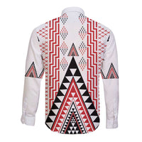 Aotearoa Taniko Long Sleeve Button Shirt Niho Taniwha Purapura Whetu Mix Poutama LT14 - Polynesian Pride